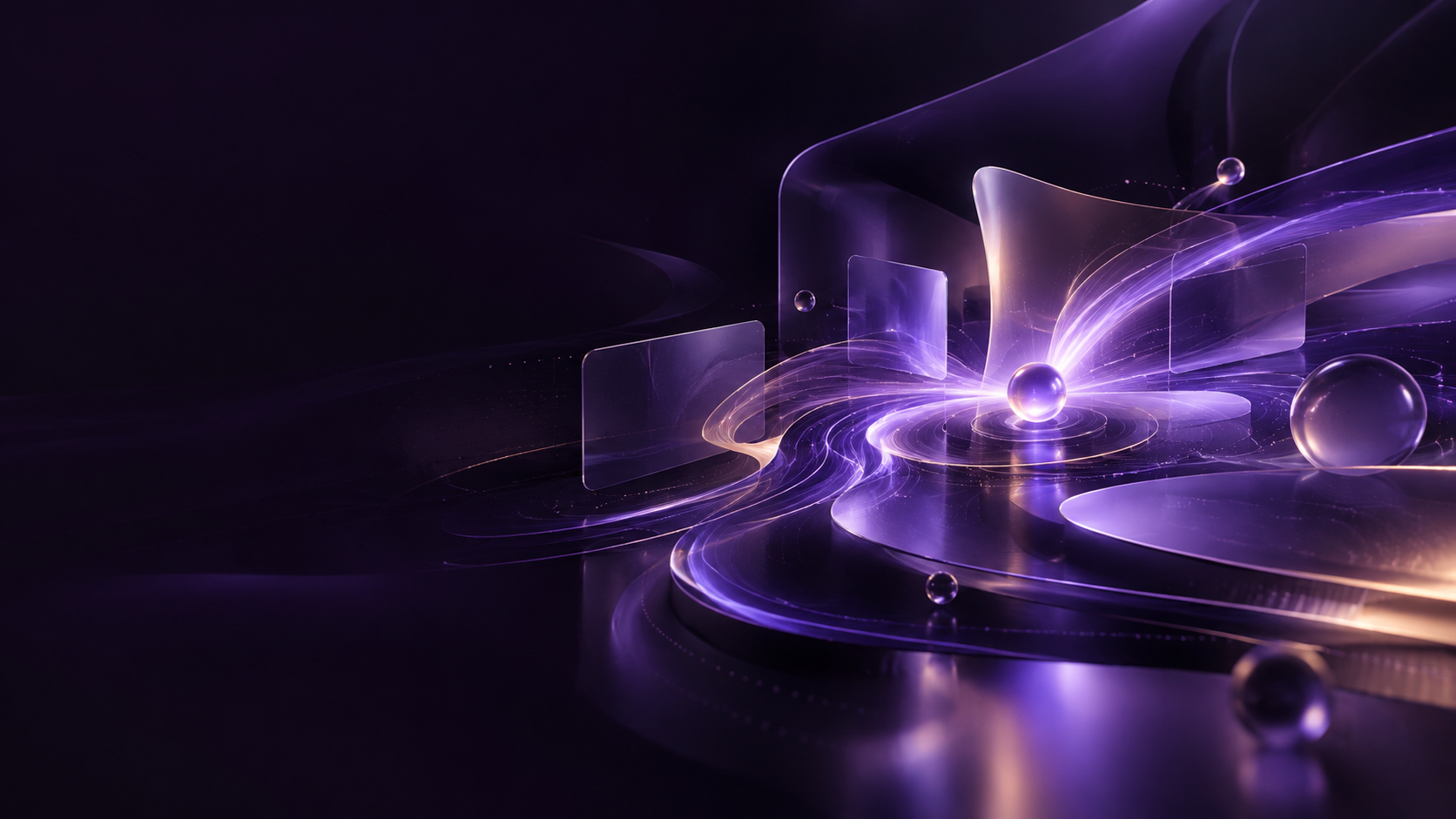 A luminous abstract focal point surrounded by flowing forms